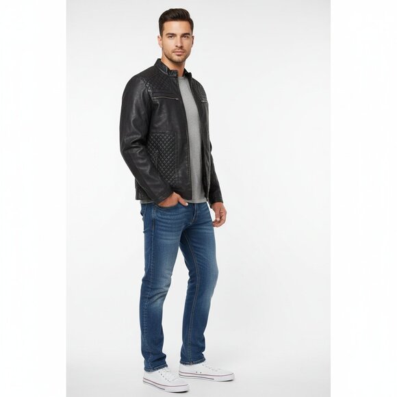 Nwt $148 X RAY Faux Leather Navy Jacket Sz Small - Picture 2 of 6